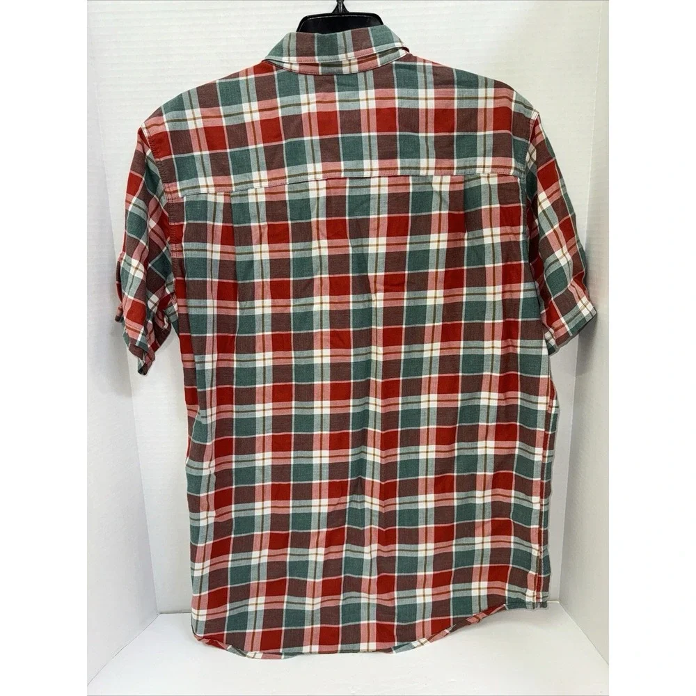Royal Robins Shirt Men's Size Large Red Plaid Short Sleeve Button Up